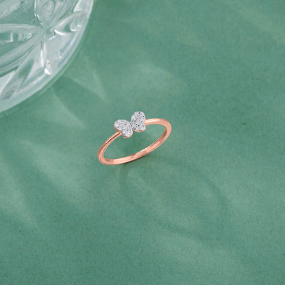 Glowing Butterfly Fashion Rose Gold Diamond Ring