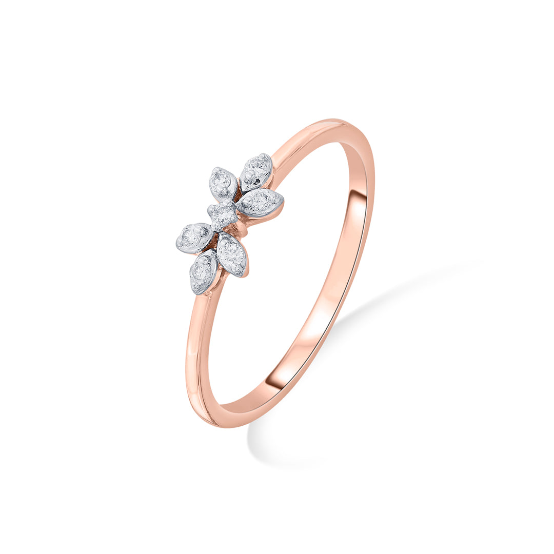 twin trillium casual rose gold diamond ring