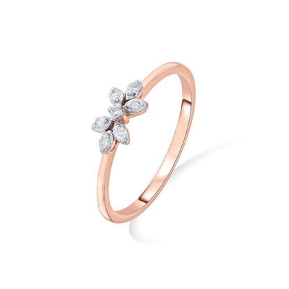 Twin Trillium Casual Rose Gold Diamond Ring