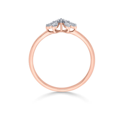 Twin Trillium Casual Rose Gold Diamond Ring