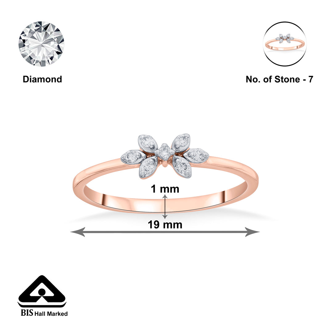 twin trillium casual rose gold diamond ring