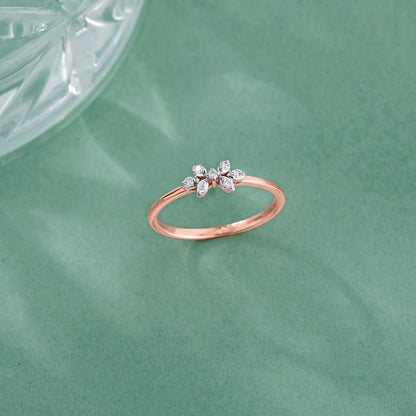Twin Trillium Casual Rose Gold Diamond Ring