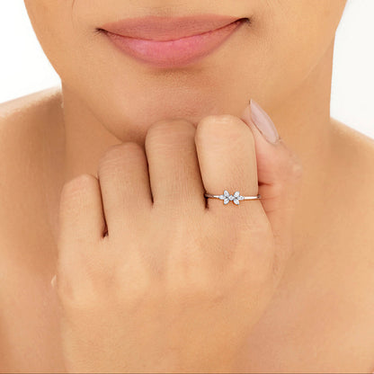 Twin Trillium Casual Rose Gold Diamond Ring