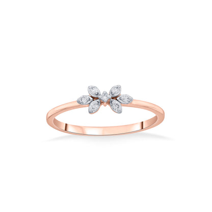 Twin Trillium Casual Rose Gold Diamond Ring