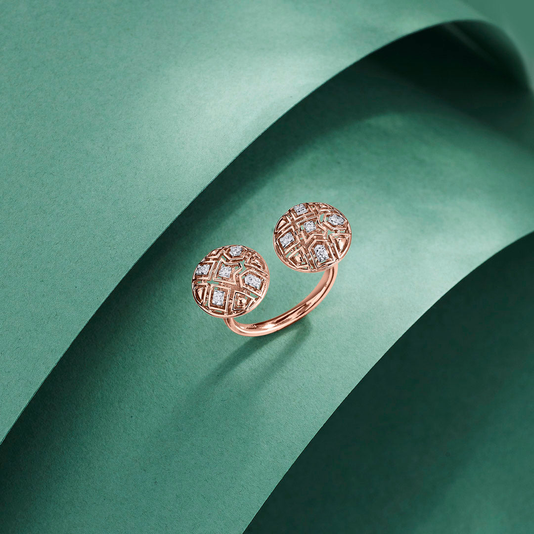 Twin Spheres Cocktail Diamond Ring