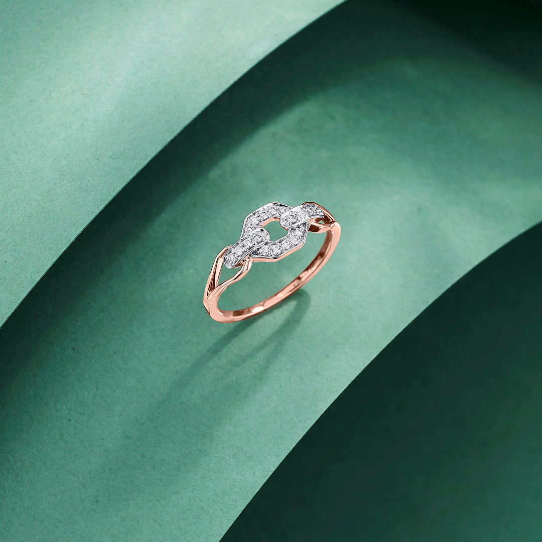 hexa link cocktail diamond ring