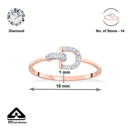 D Glowing Fashion Rose Gold Diamond Ring