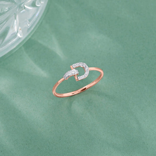 D Glowing Fashion Rose Gold Diamond Ring