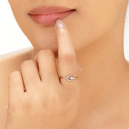 D Glowing Fashion Rose Gold Diamond Ring