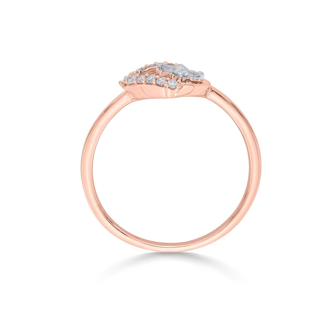 blooming square casual rose gold diamond ring