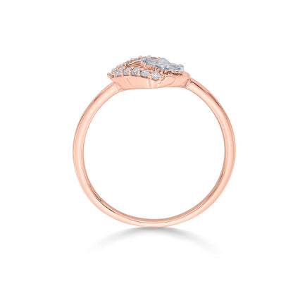 Blooming Square Casual Rose Gold Diamond Ring
