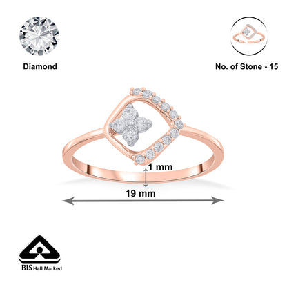 Blooming Square Casual Rose Gold Diamond Ring