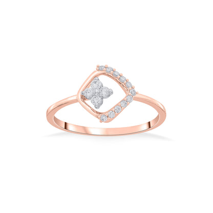 Blooming Square Casual Rose Gold Diamond Ring