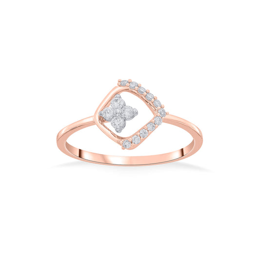 Blooming Square Casual Rose Gold Diamond Rings