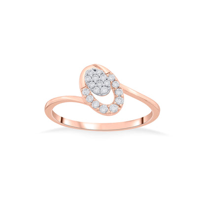 Oval Tilt Fashion Rose Gold Diamond Ring
