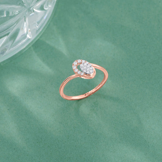 Oval Tilt Fashion Rose Gold Diamond Ring
