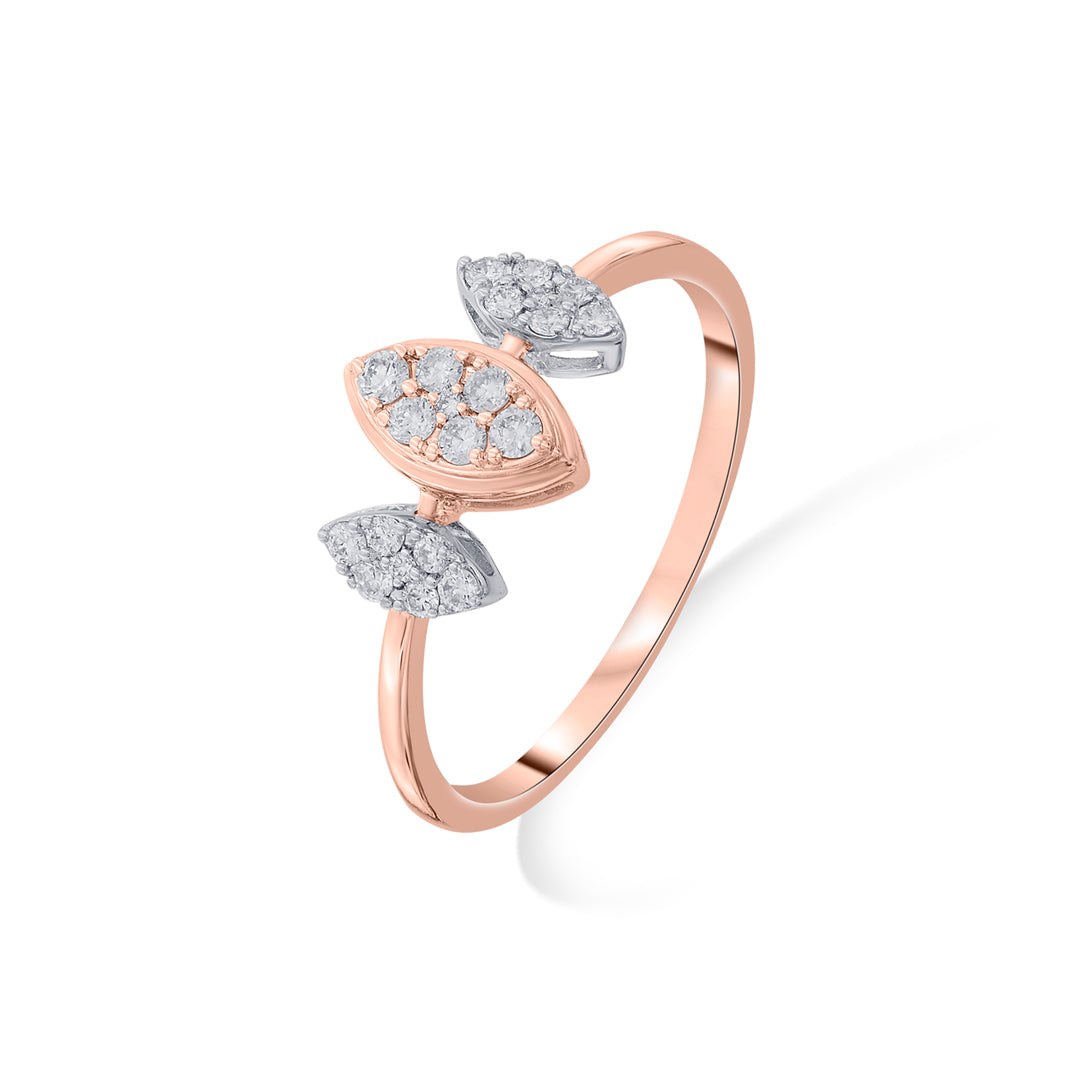 tristudded glow fashion rose gold diamond ring