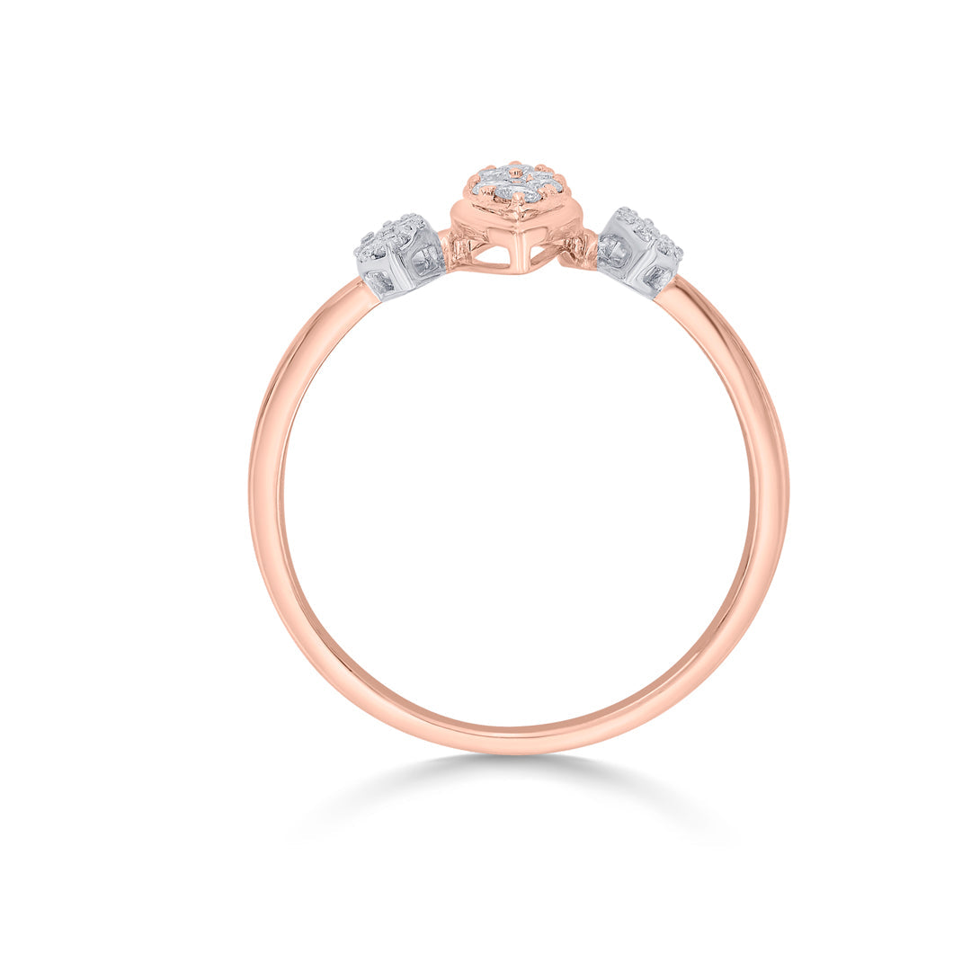 tristudded glow fashion rose gold diamond ring