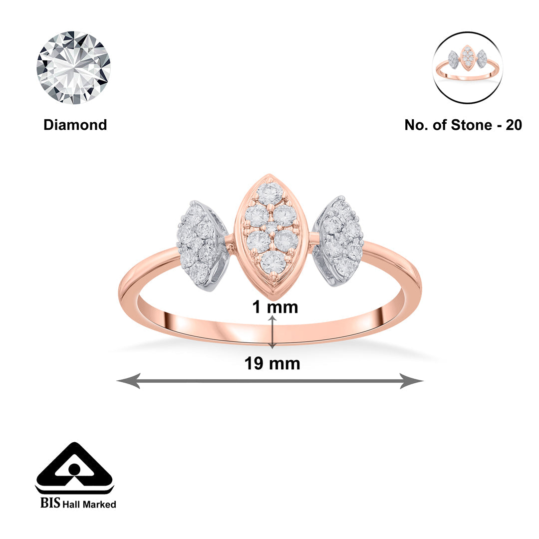 tristudded glow fashion rose gold diamond ring