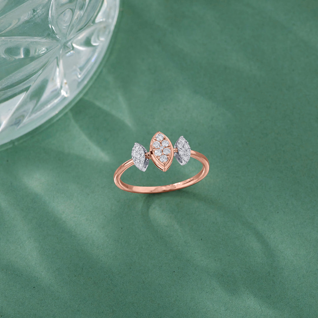 tristudded glow fashion rose gold diamond ring