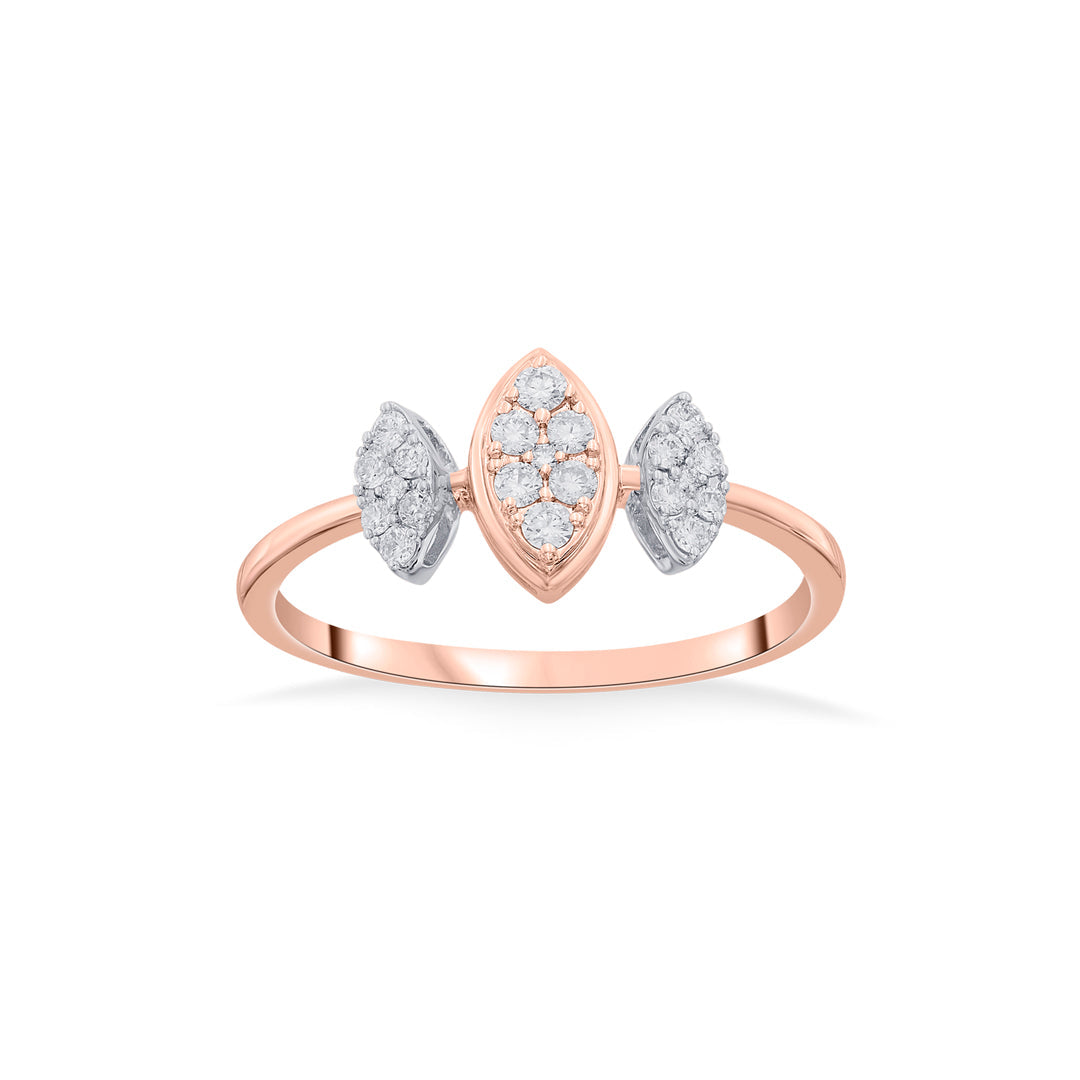tristudded glow fashion rose gold diamond ring