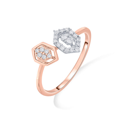 Twin Hexas Fashion Rose Gold Diamond Ring