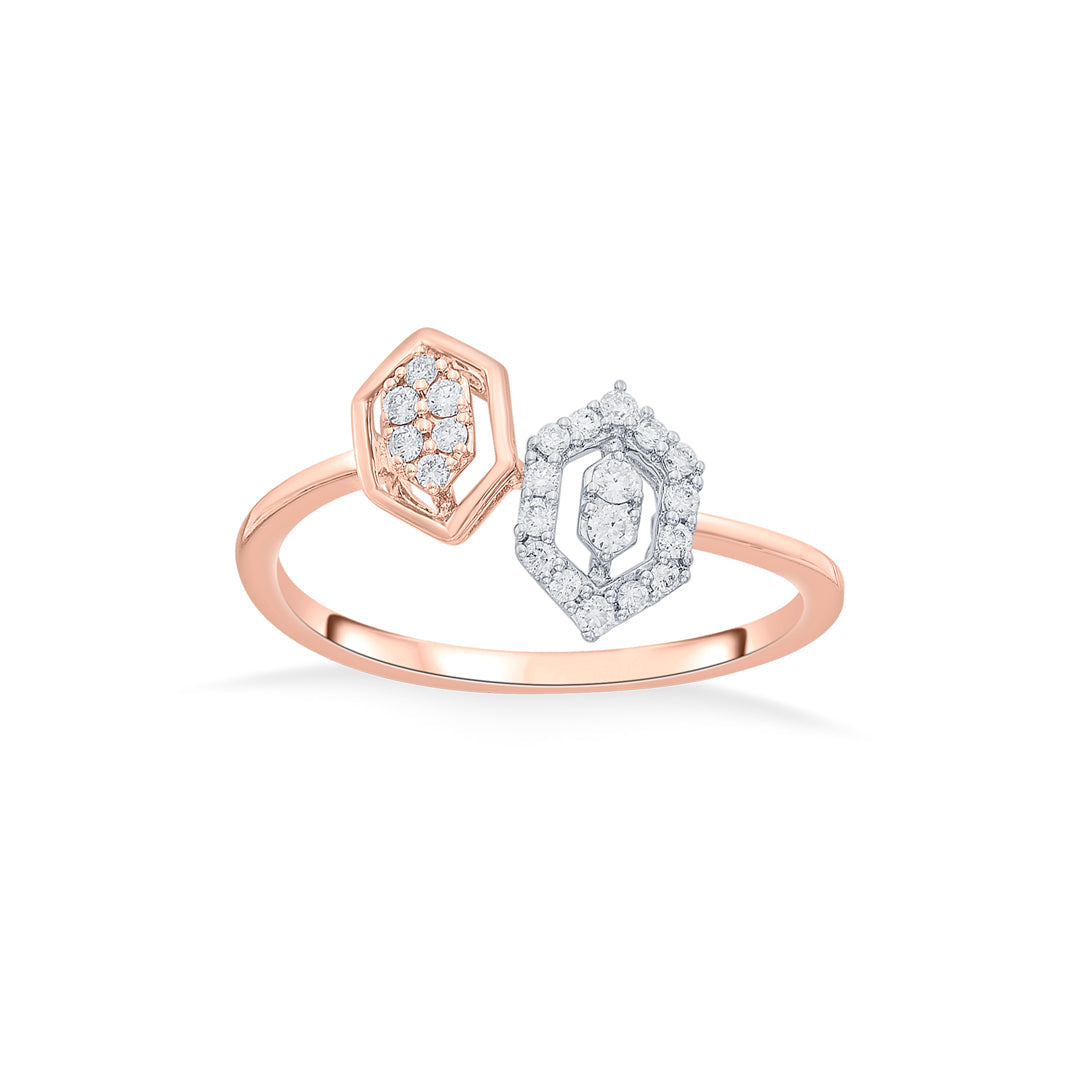 twin hexas fashion rose gold diamond rings