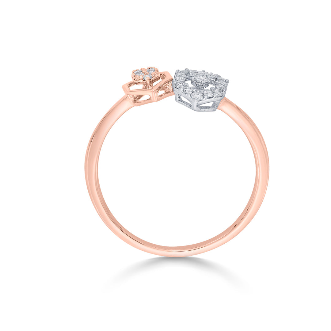 twin hexas fashion rose gold diamond ring