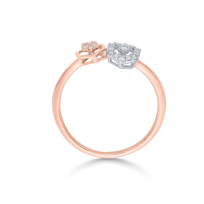 Twin Hexas Fashion Rose Gold Diamond Ring