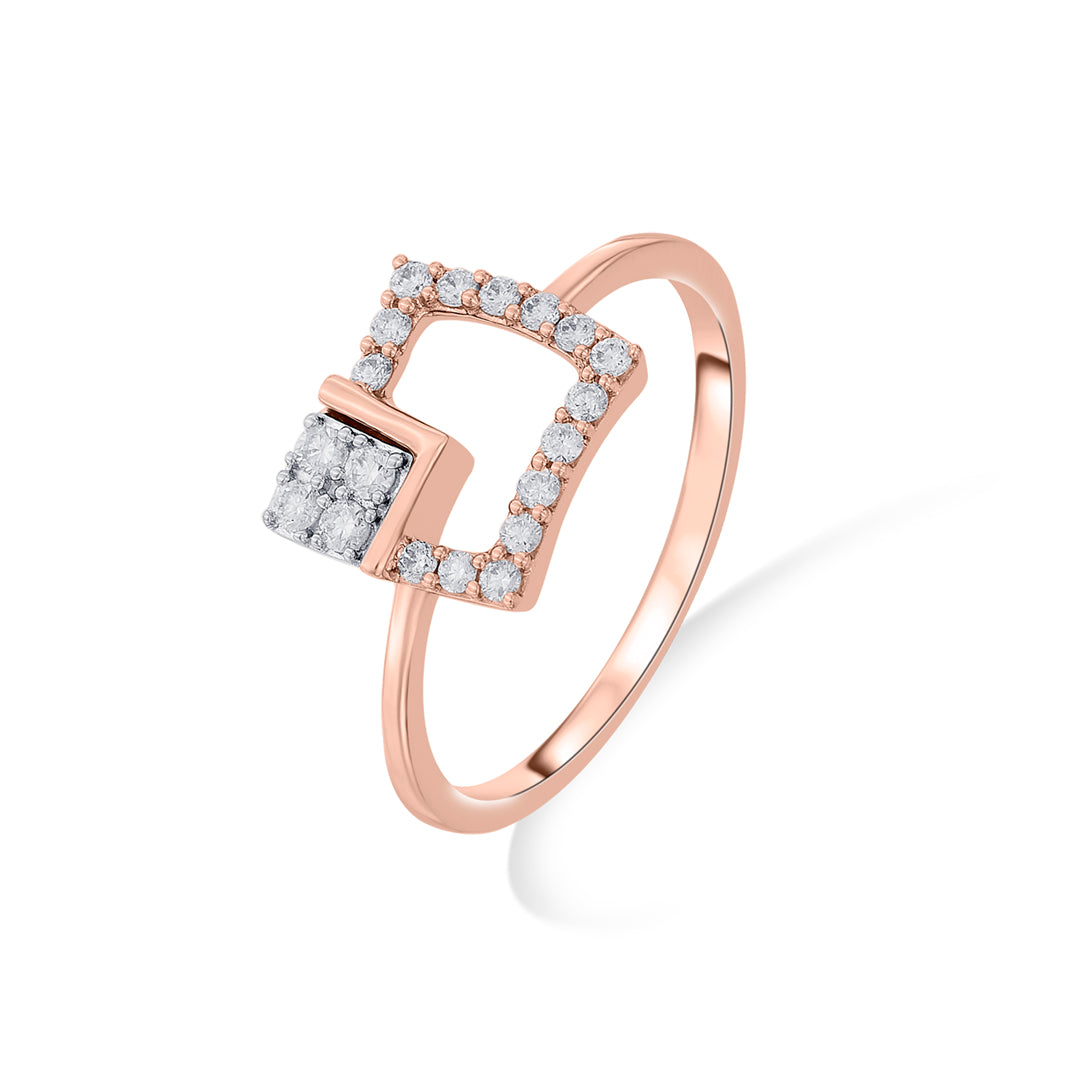 bright corner squared fashion rose gold diamond ring