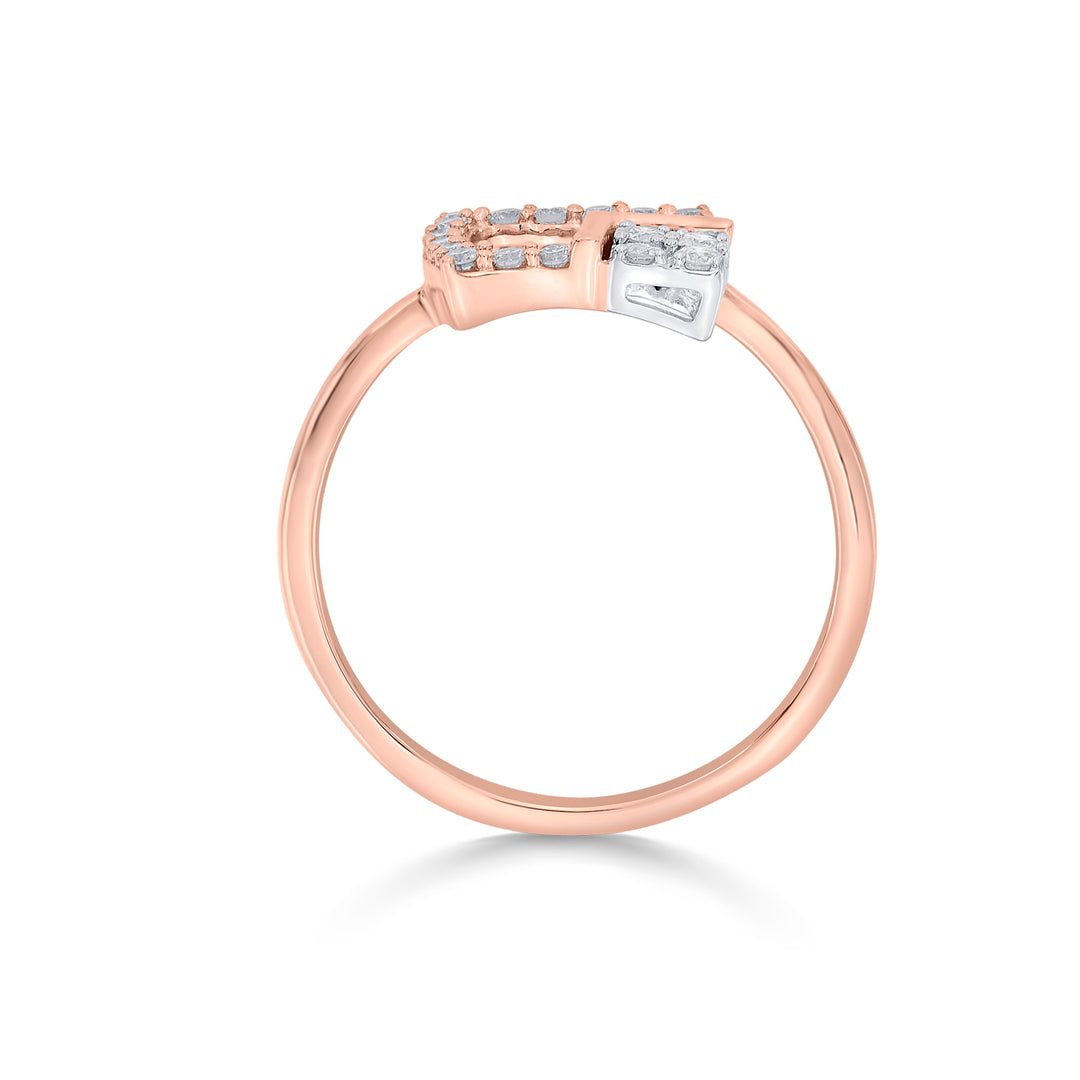 bright corner squared fashion rose gold diamond ring