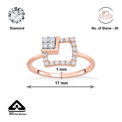 Bright Corner Squared Fashion Rose Gold Diamond Ring