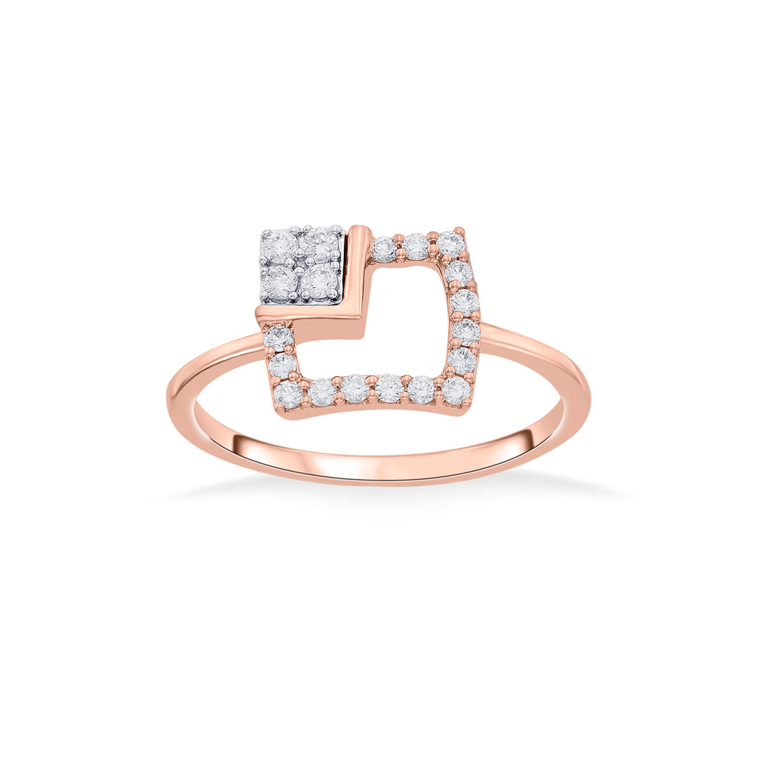 bright corner squared fashion rose gold diamond ring