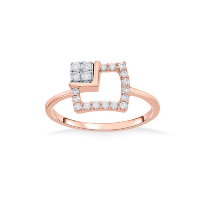 Bright Corner Squared Fashion Rose Gold Diamond Ring