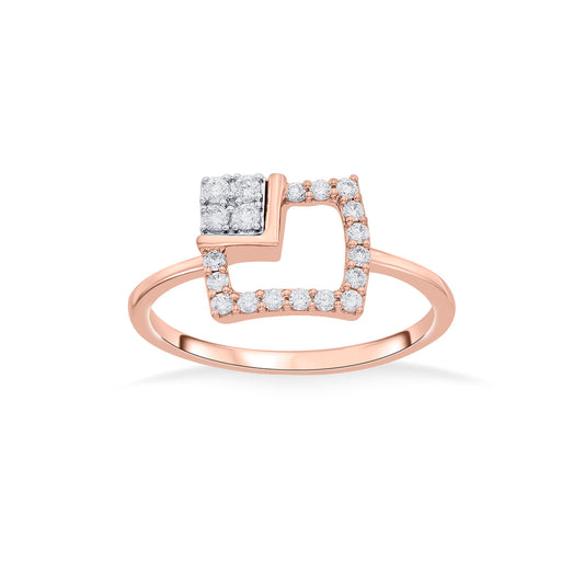 Bright Corner Squared Fashion Rose Gold Diamond Rings