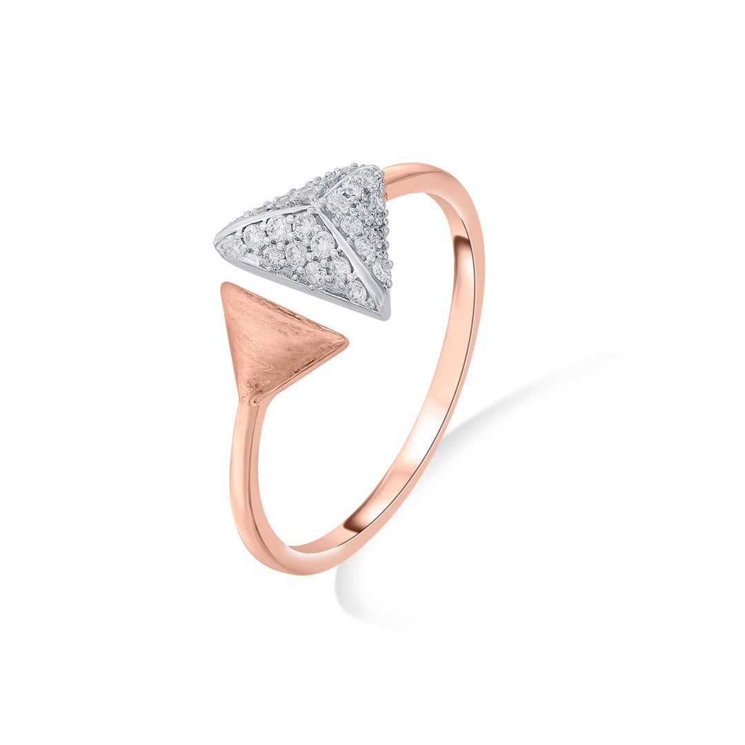 twin triangles fashion rose gold diamond ring