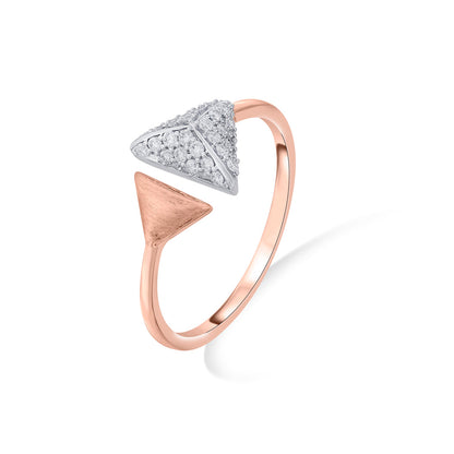 Twin Triangles Fashion Rose Gold Diamond Ring