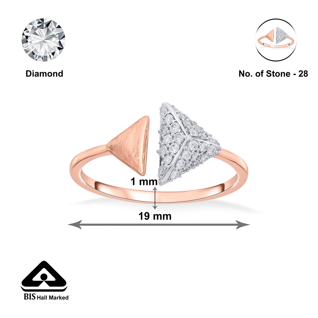 twin triangles fashion rose gold diamond ring