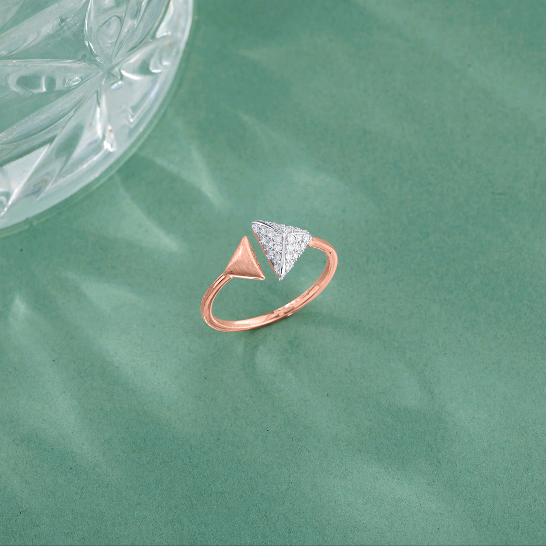 twin triangles fashion rose gold diamond ring