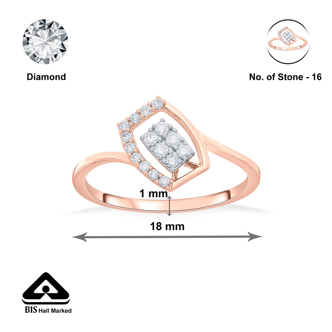 rectangle twist fashion rose gold diamond ring