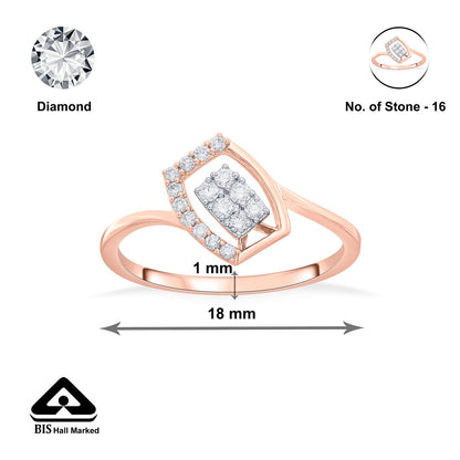 Rectangle Twist Fashion Rose Gold Diamond Ring