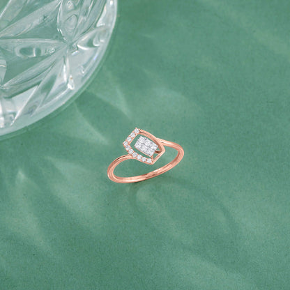 Rectangle Twist Fashion Rose Gold Diamond Ring