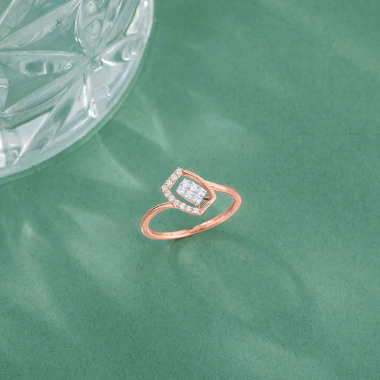 Rectangle Twist Fashion Rose Gold Diamond Ring