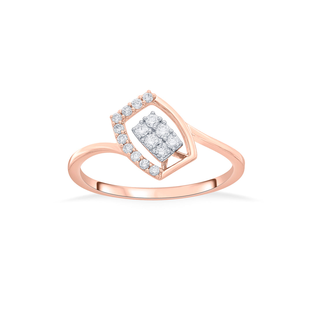 rectangle twist fashion rose gold diamond ring