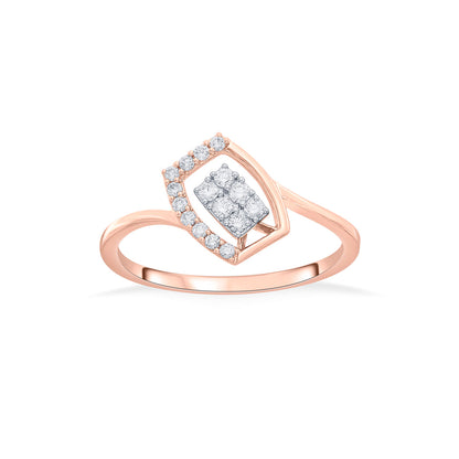 Rectangle Twist Fashion Rose Gold Diamond Ring
