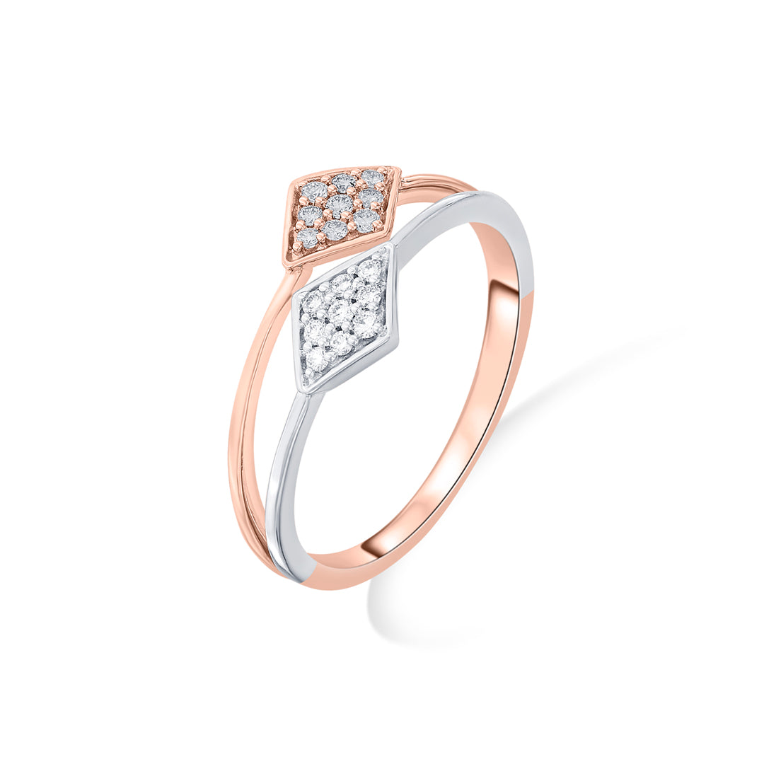 twin prism fashion rose gold diamond ring