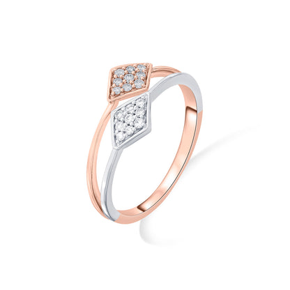 Twin Prism Fashion Rose Gold Diamond Ring
