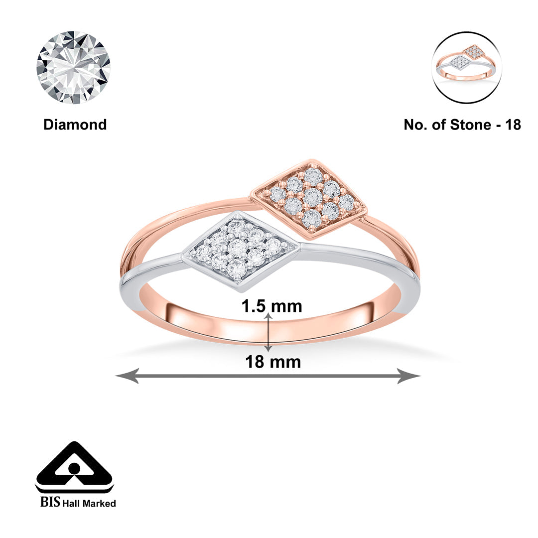 twin prism fashion rose gold diamond ring