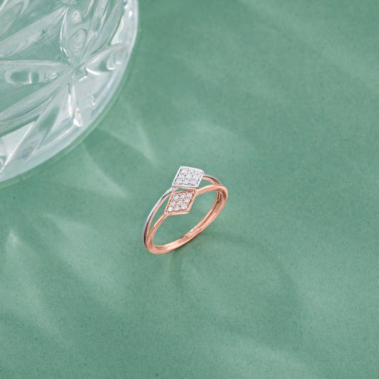Twin Prism Fashion Rose Gold Diamond Ring