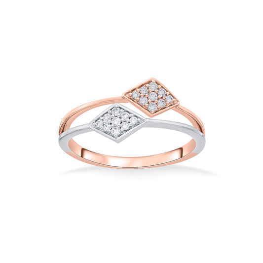 Twin Prism Fashion Rose Gold Diamond Rings